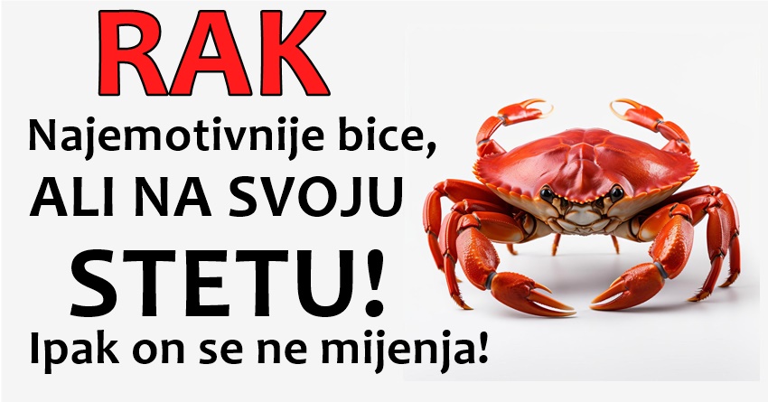 Rak: Emocije su mu SLABA STRANA! – Ipak on je ZNAK koji ce uvijek dobro procjeniti druge! Rak: Emocije su mu SLABA STRANA! – Ipak on je ZNAK koji ce uvijek dobro procjeniti druge!