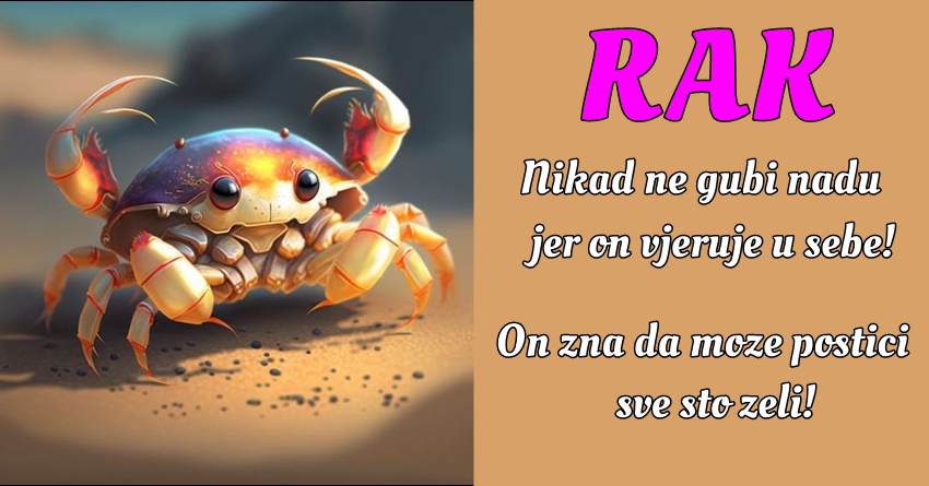 RAK: Nikad ne odustaje od svoje sreće jer on želi da napreduje u životu! RAK: Nikad ne odustaje od svoje sreće jer on želi da napreduje u životu!