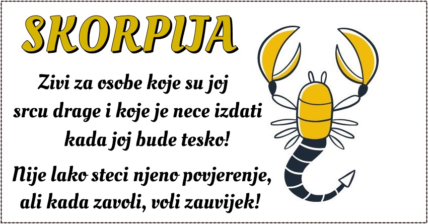 ŠKORPIJA: Ona vjeruje u potencijal svojih voljenih i trudi se da ih podrži u postizanju njihovih ciljeva i snova! ŠKORPIJA: Ona vjeruje u potencijal svojih voljenih i trudi se da ih podrži u postizanju njihovih ciljeva i snova!